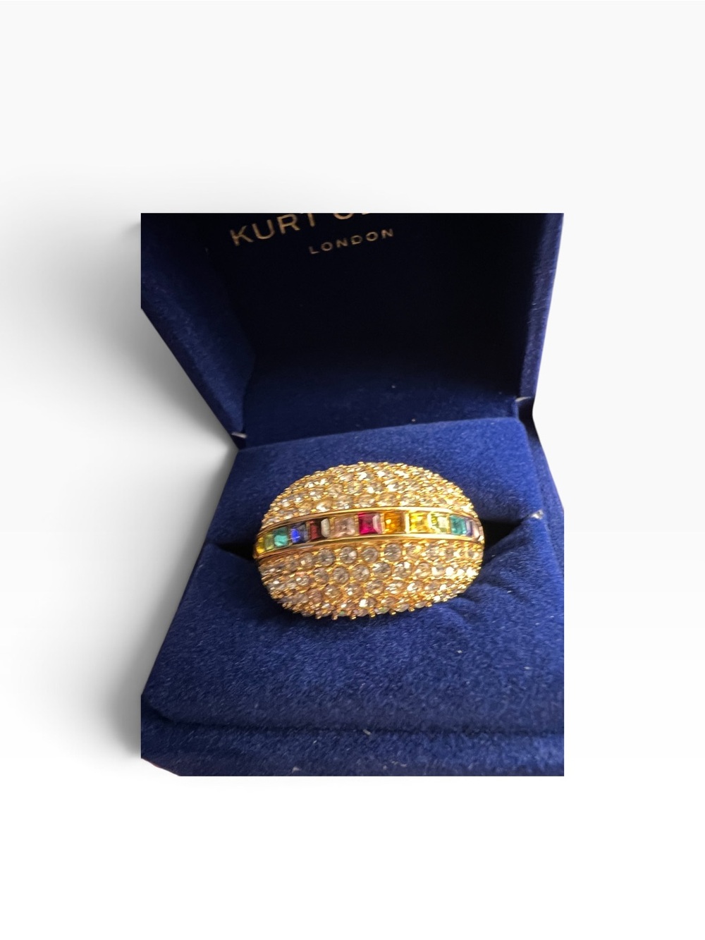 Kurt Geiger London Gold Tone Pave’ Stone Dome Cocktail Ring, women’s size 7